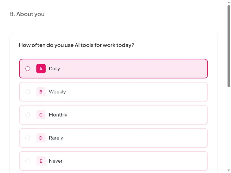 A question from the Who is responsible? AI act roles, deployer duties and your organisation's AI governance feedback survey (3 of 3)