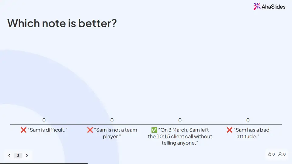 A slide from the Performance management & documentation live session deck