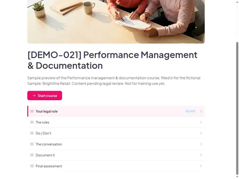 The lesson list of the Performance management & documentation course (2 of 3)