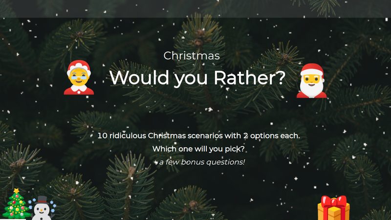Preview slide from the Christmas Would you Rather?