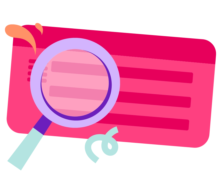 Isang magnifying glass na nagba-browse sa text