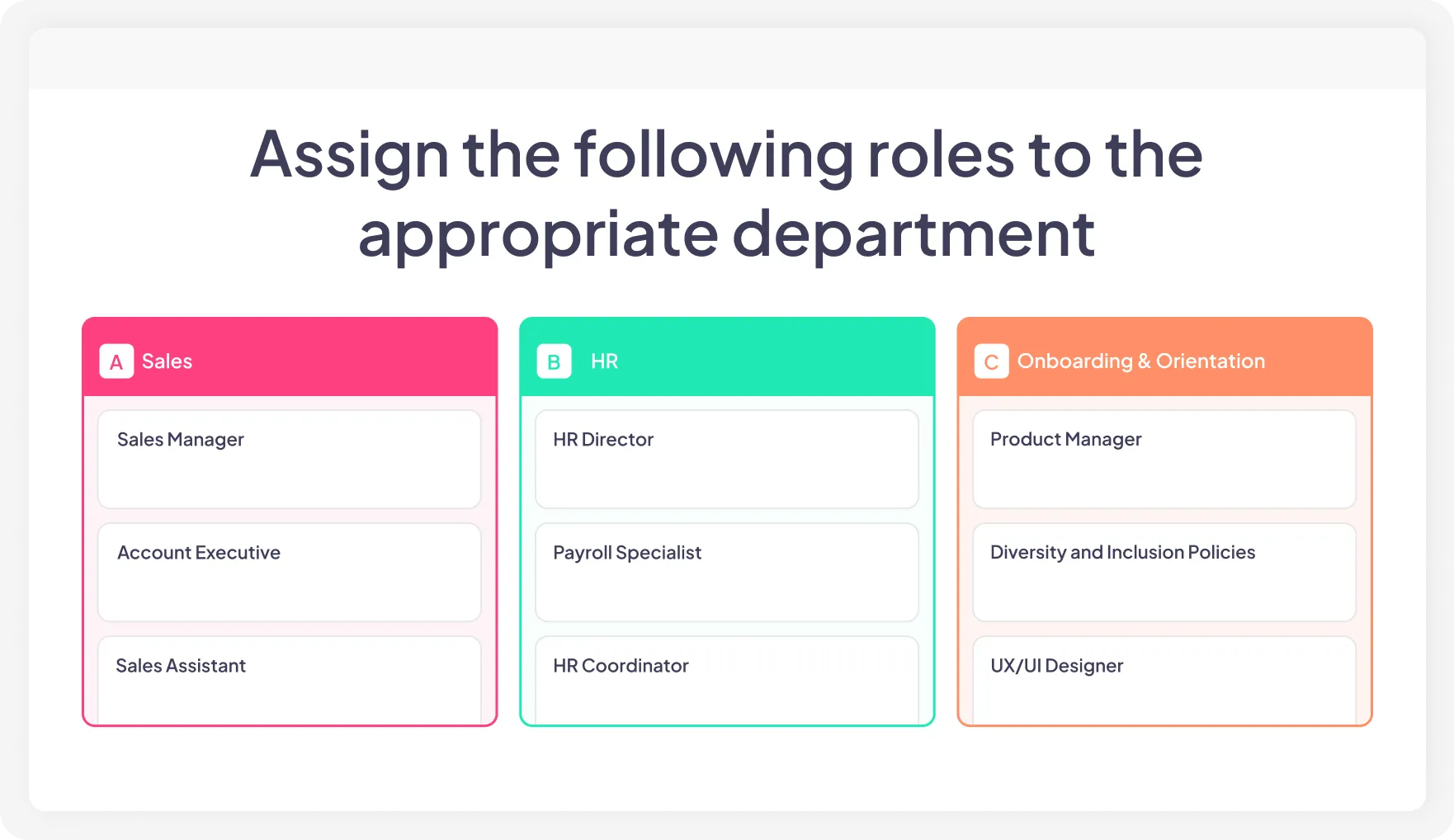 Kviz o kategorizaciji, v katerem bodo udeleženci razvrstili predmete v ustrezno kategorijo