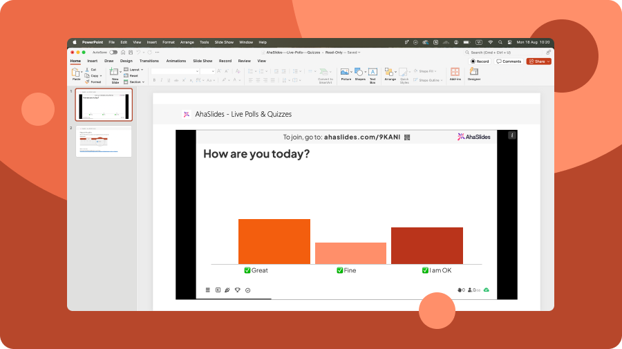 PowerPoint இல் AhaSlides பல தேர்வு வாக்கெடுப்பு