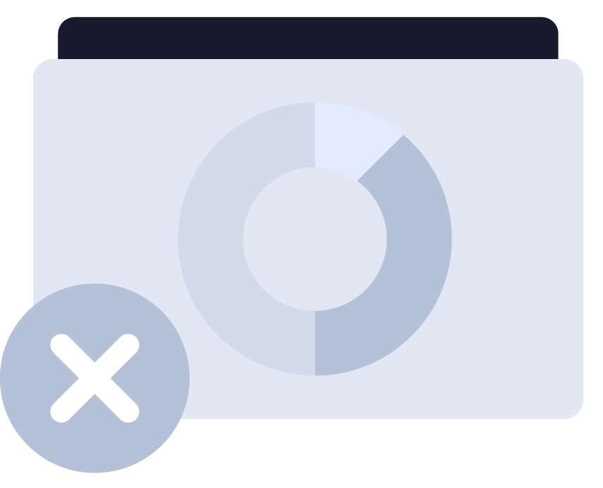 Blocked presentation slide icon with an X symbol.