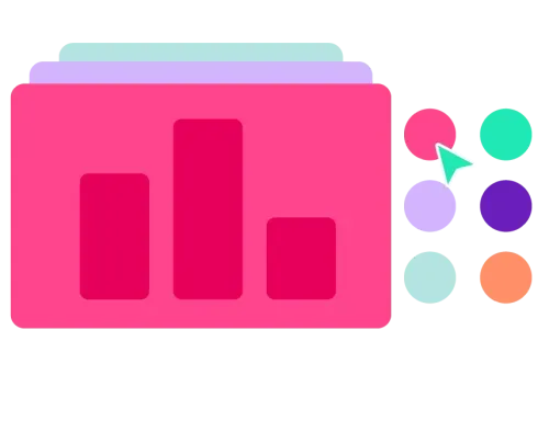 بار چارٽ ۽ ونڊو آئڪن خاموش رنگن ۾.