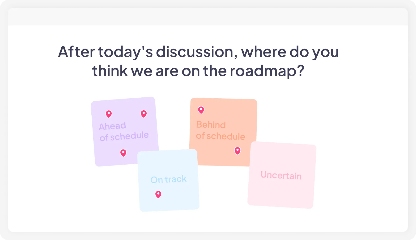 Sticky notes showing 4 different options for teams to pin on AhaSlides' pin on image activity