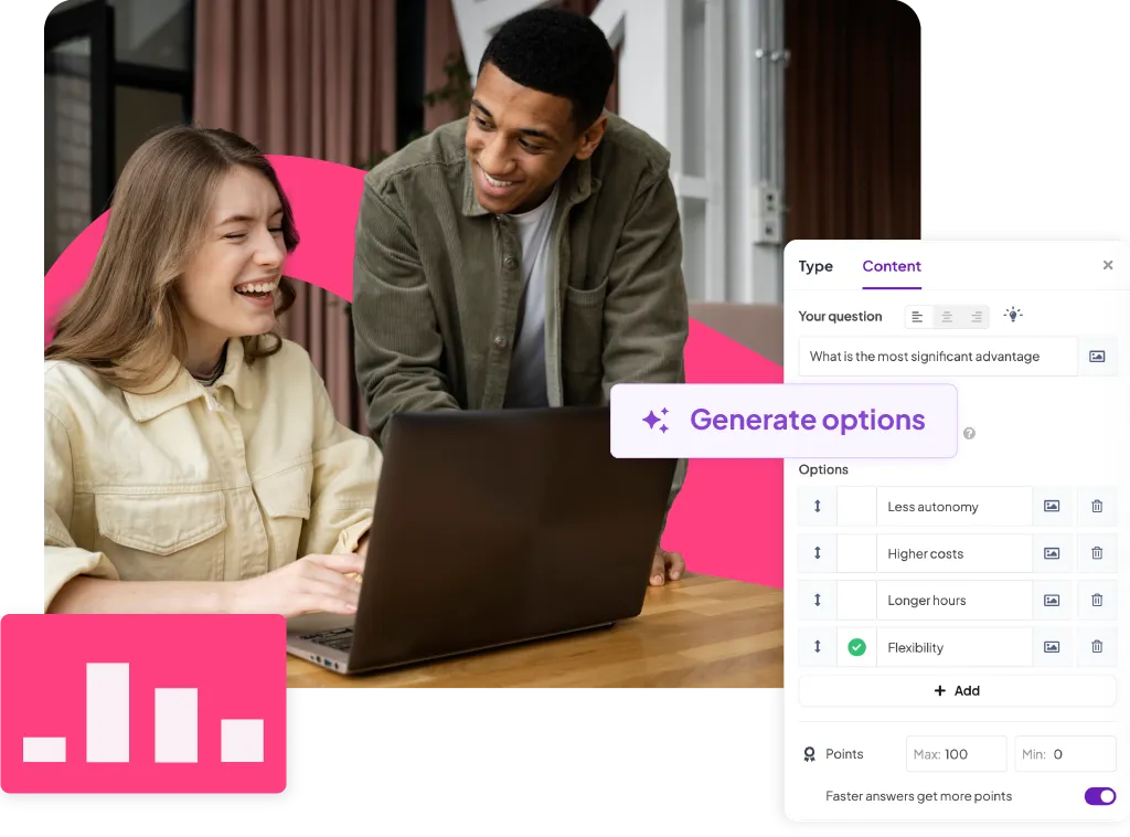 参加会议问答比赛的人看上去很开心、很开朗