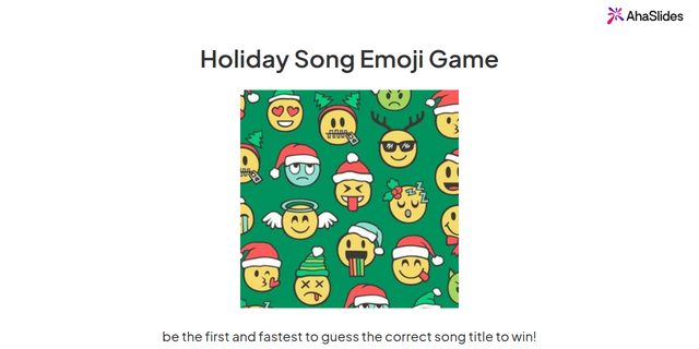 Cover slide of the Holiday Song Emoji Game template on AhaSlides