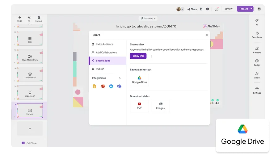 Почему AhaSlides + Google Диск?