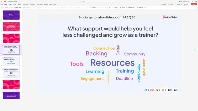 AhaSlides woordwolk PowerPoint-integratie