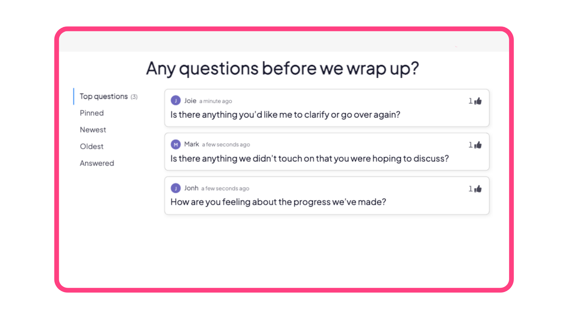 Một slide Hỏi & Đáp do AhaSlides cung cấp.
