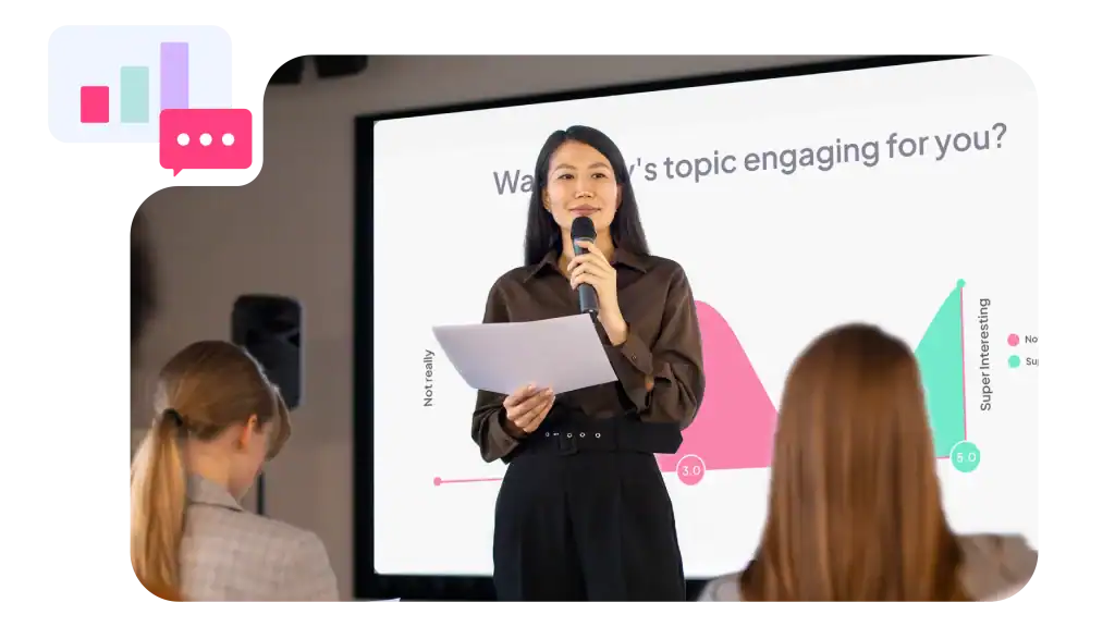 a presenter talking to the crowd