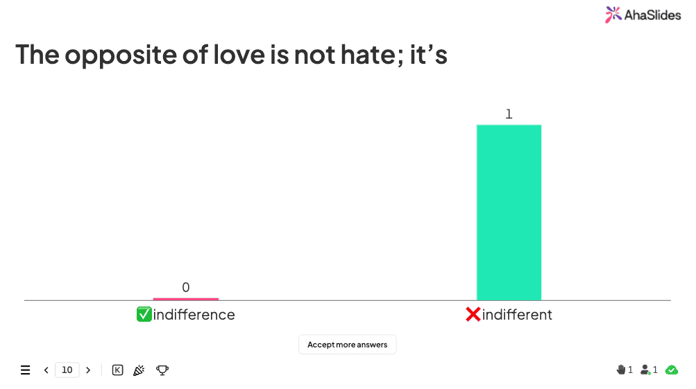 Captura de tela de um questionário do AhaSlides mostrando a interface de seleção do tipo de questionário.