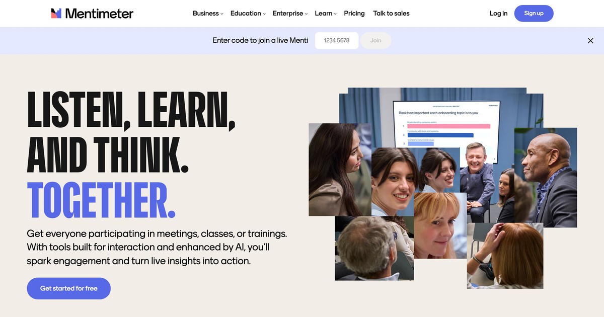 멘티미터 인터랙티브 프레젠테이션 홈페이지
