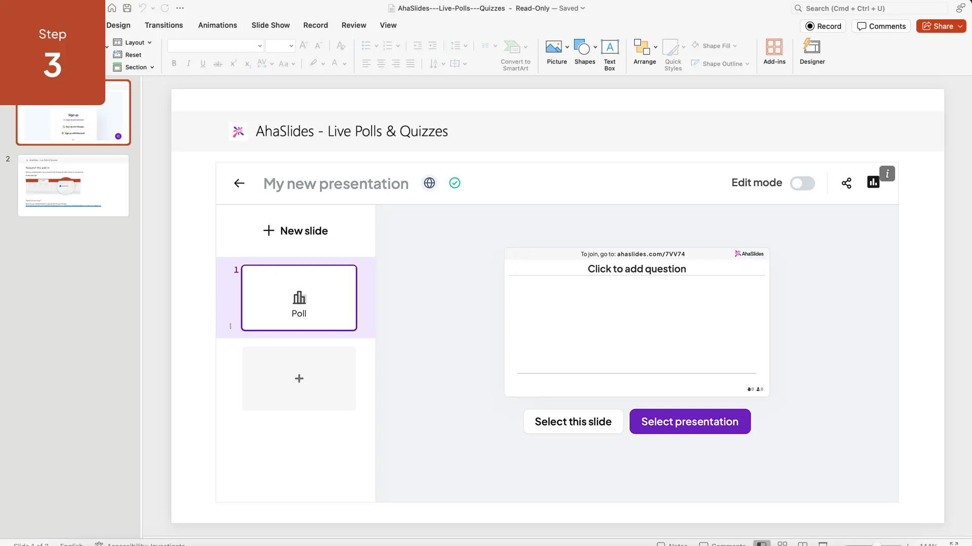演示者通过 PowerPoint 运行 AhaSlides 时，参与者可在移动设备上查看反馈屏幕。