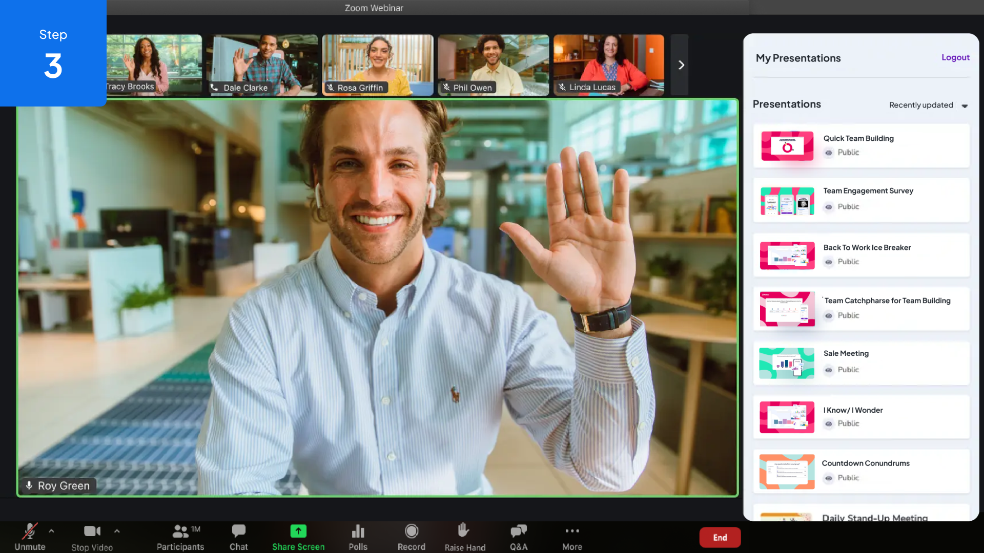 参与者在 Zoom 会议期间提交 AhaSlides 测验的答案。