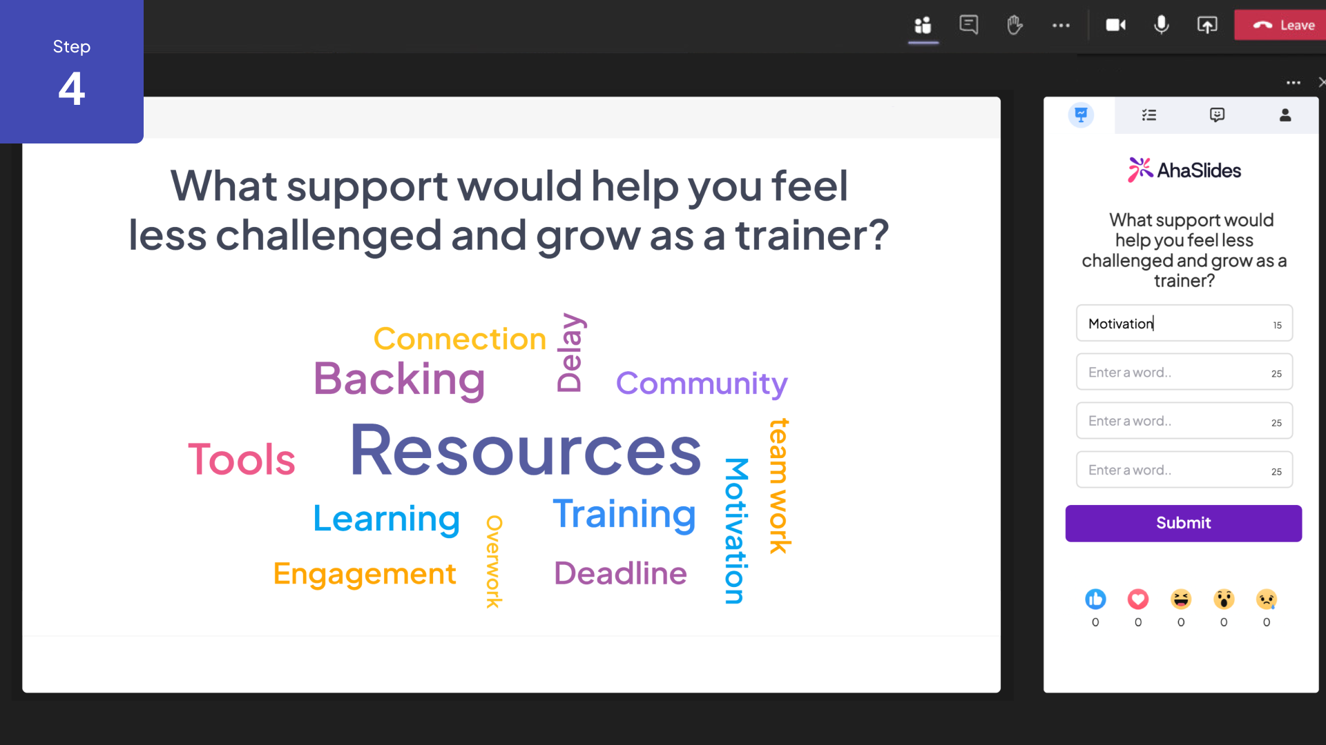 参与者通过以下方式加入 AhaSlides 会议 Microsoft Teams 在移动设备上。