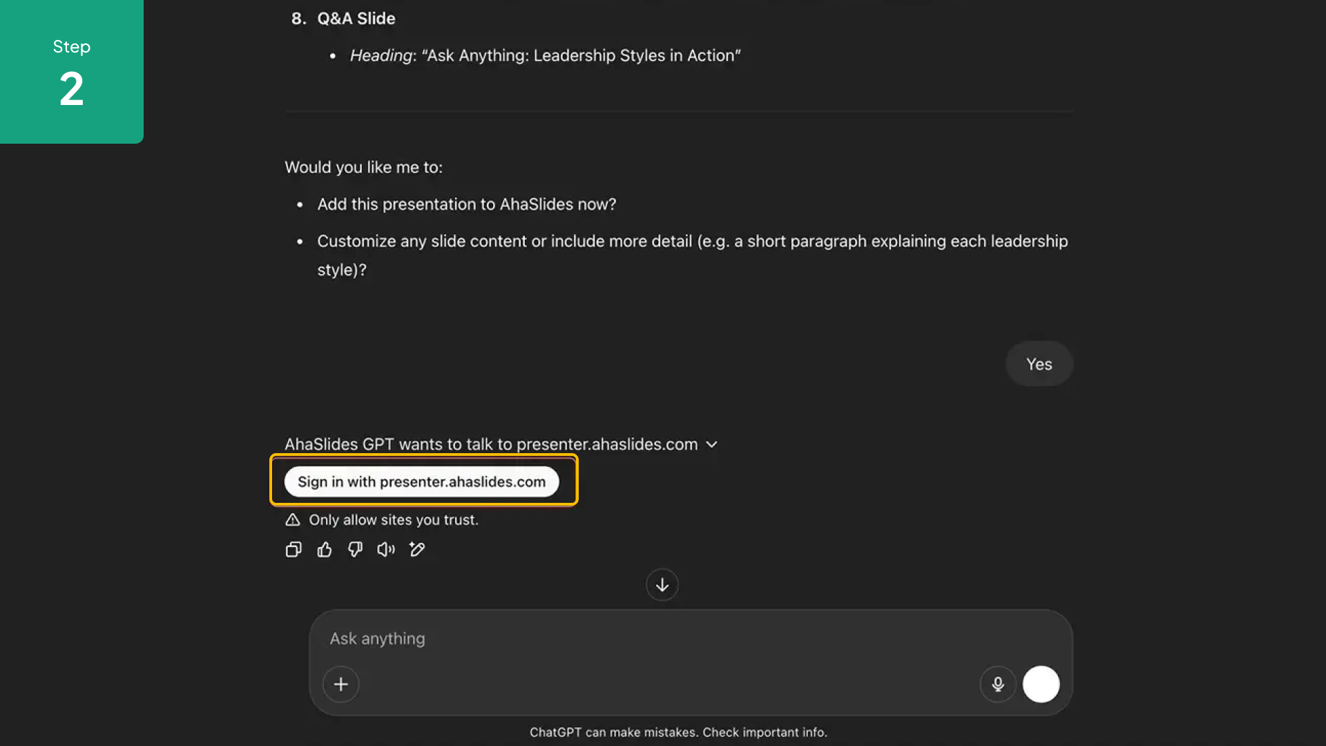 שקופית חידון AhaSlides נוצרה על ידי תוסף ChatGPT עם שאלות רב-ברירה.