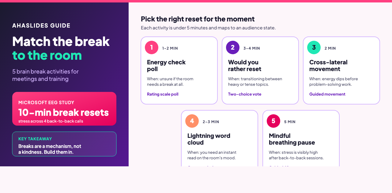 為會議和培訓增添趣味性的課間休息活動