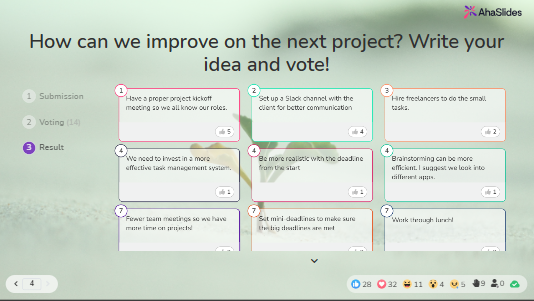 AhaSlides brainstorm feature