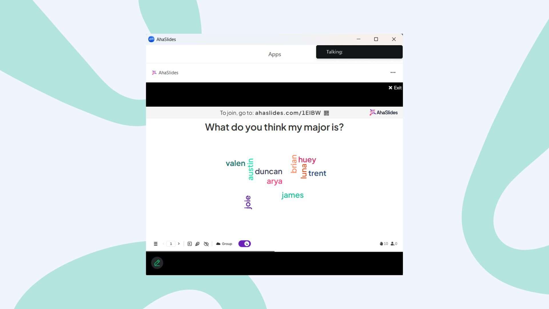 ahaslides zoom oblak riječi