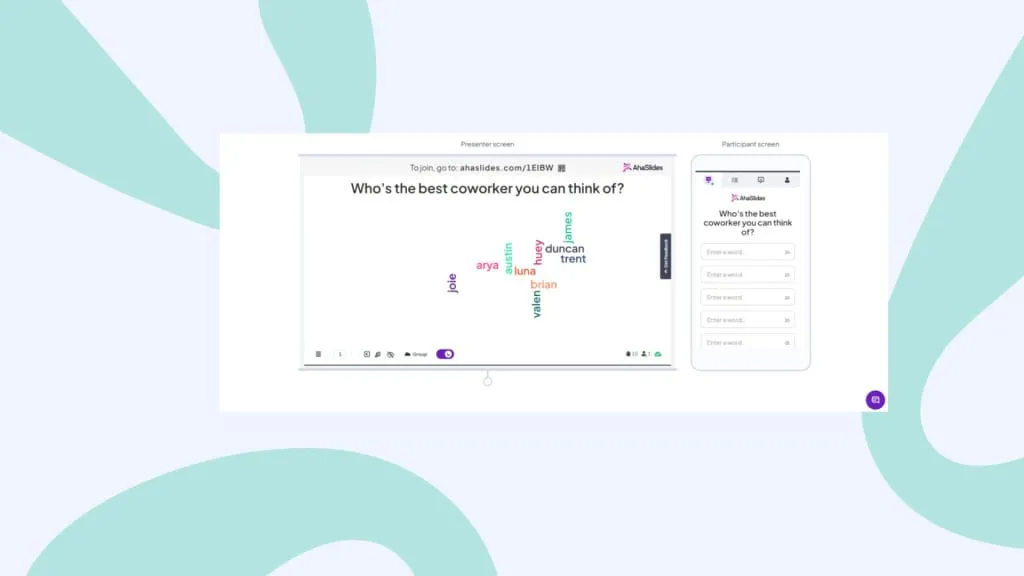 Testarea unui nor de cuvinte cu AhaSlides
