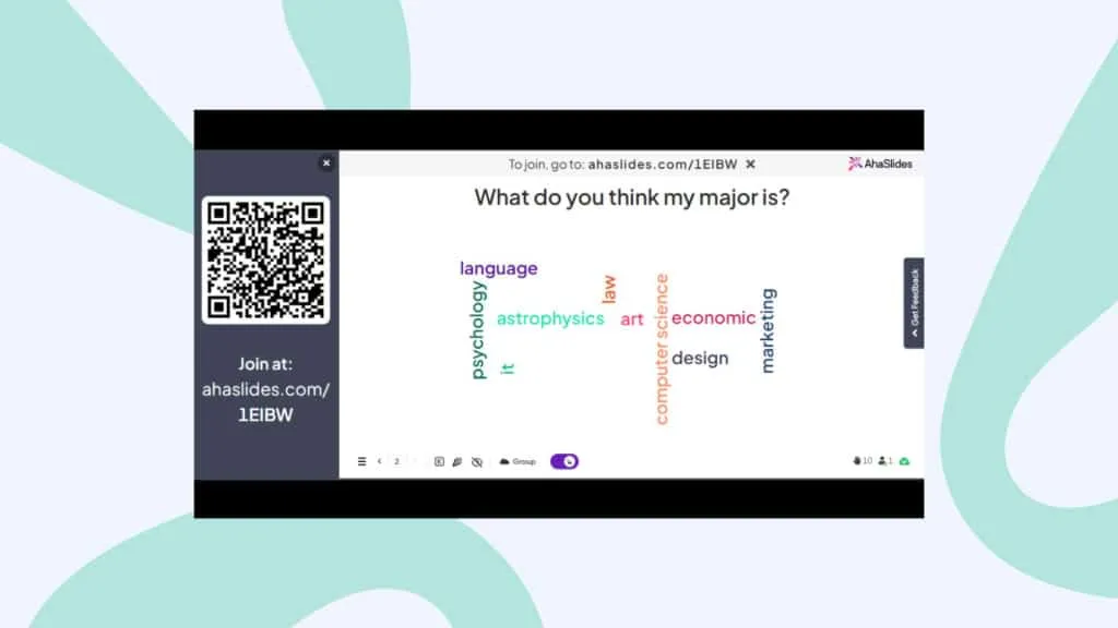 interfața prezentării interactive AhaSlides pe Zoom