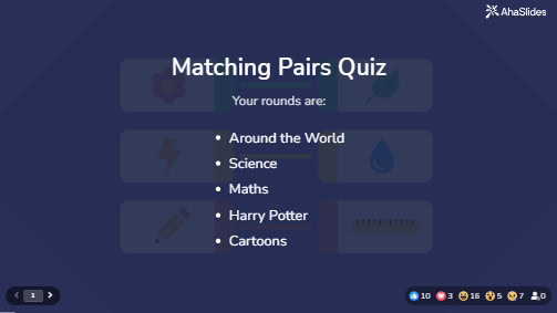 matching pairs quiz template