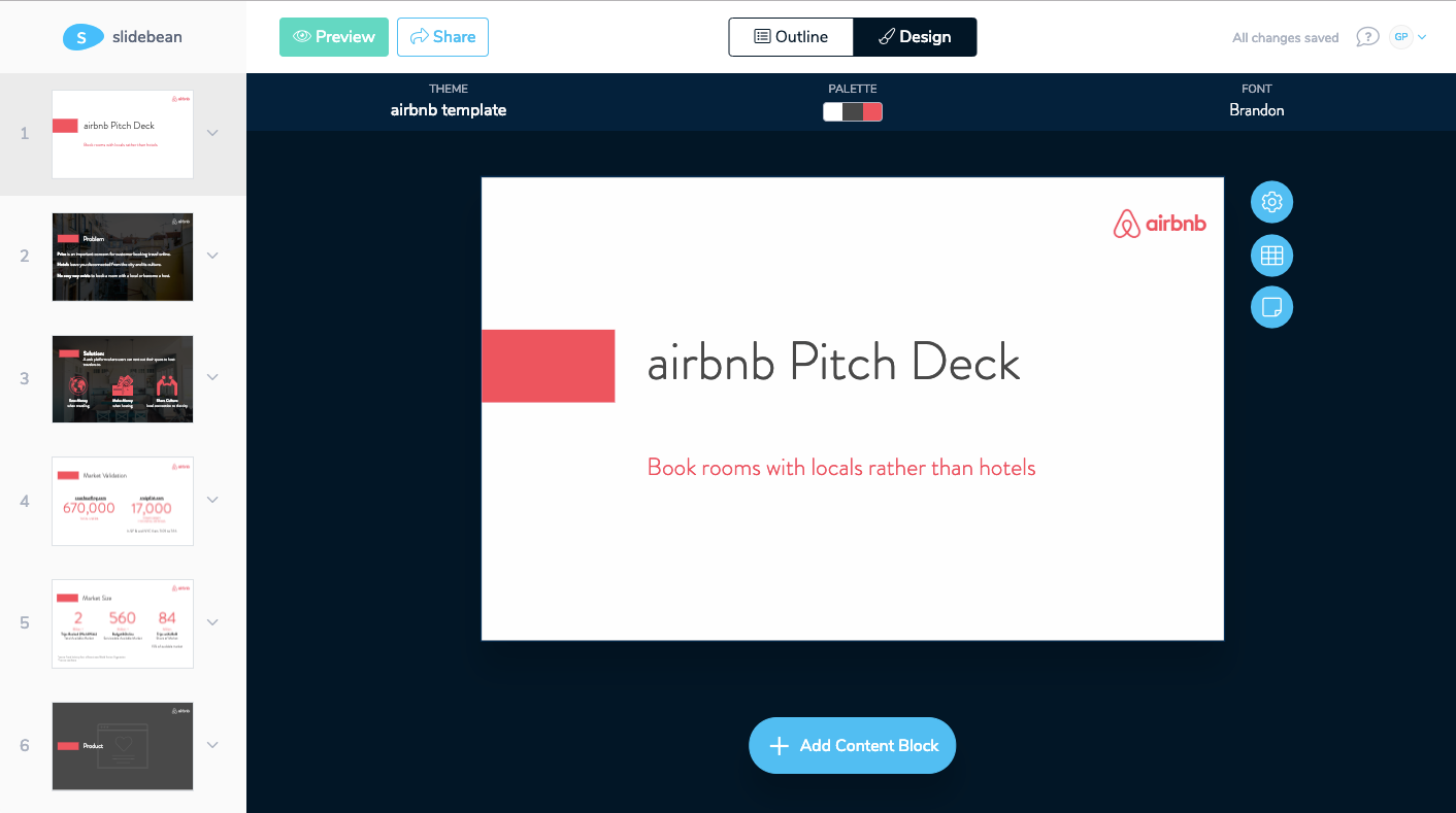 Desain presentasi berbasis AI Slidebean