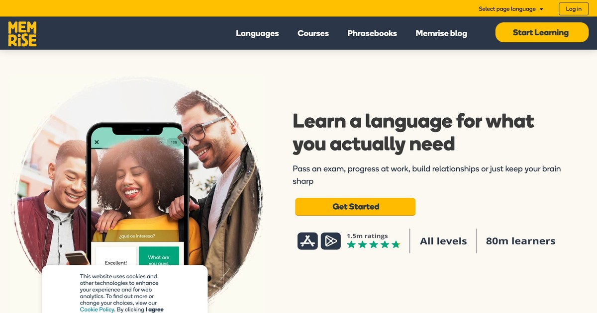 Memrise language learning platform with native speaker video clips