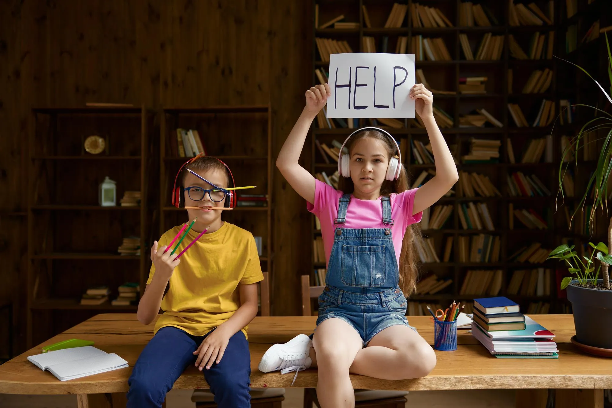 Kids answering quiz questions excitedly in a classroom
