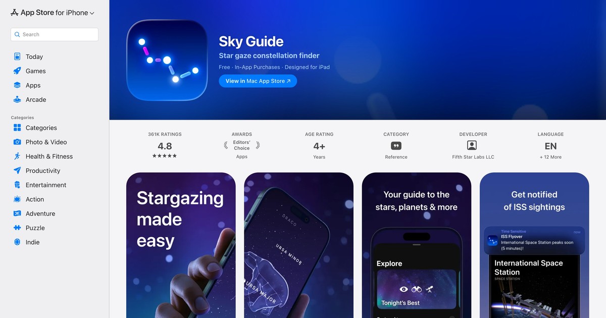 Sky Guide digitālās klases rīks