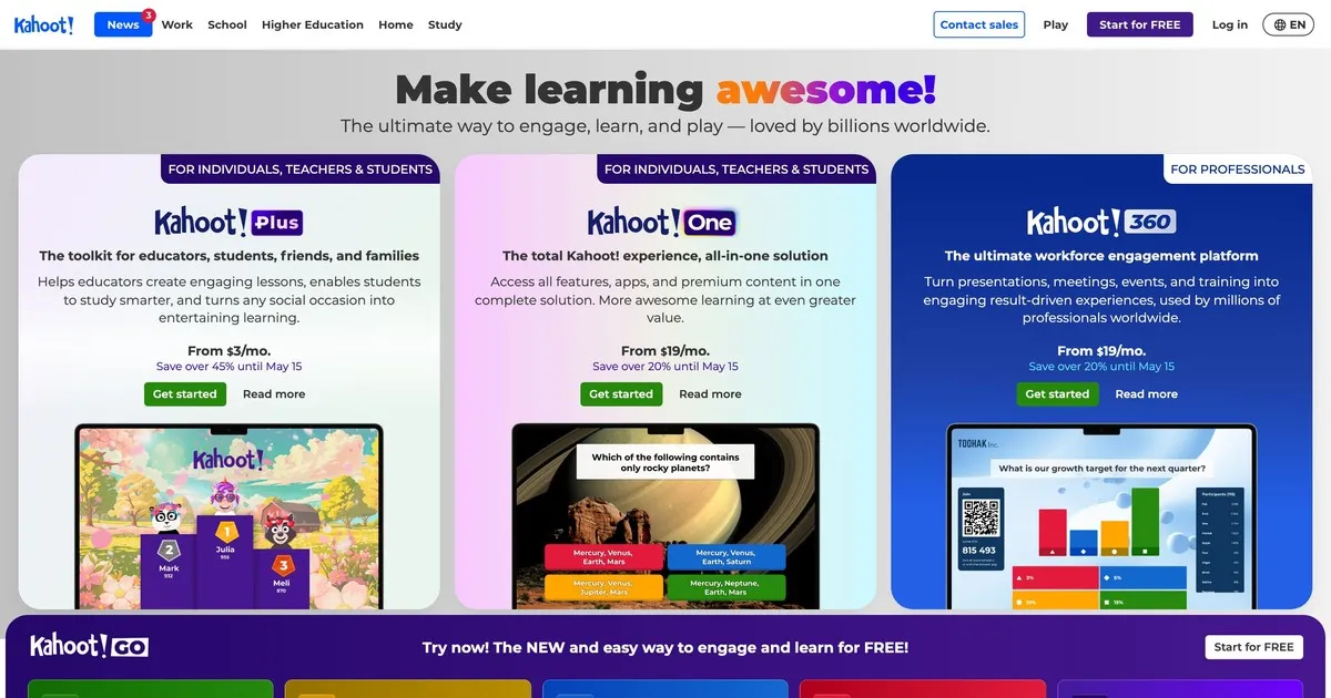 Kahoot educational game for kids