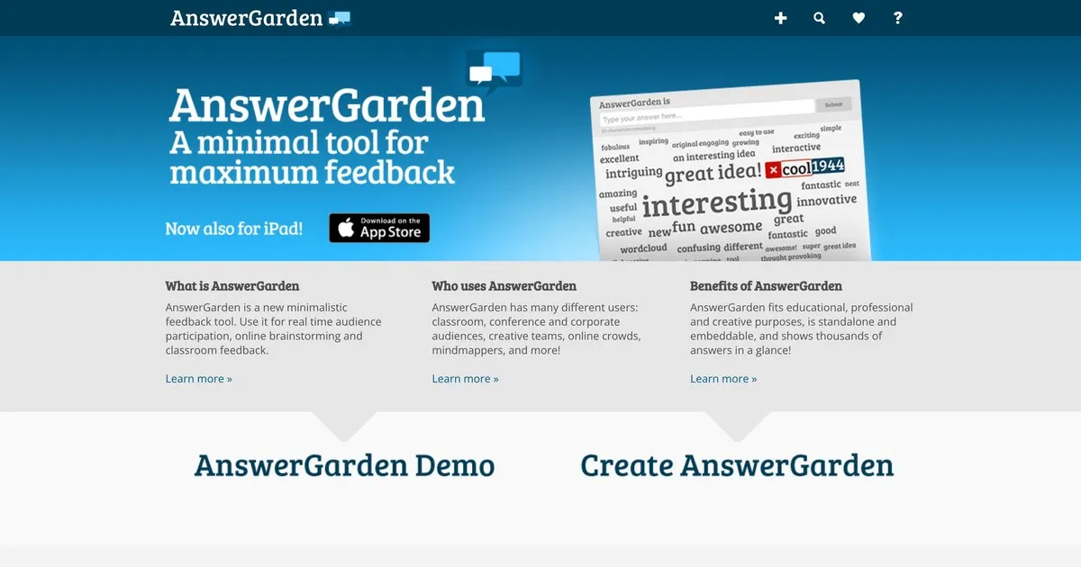 AnswerGarden classroom polling tool
