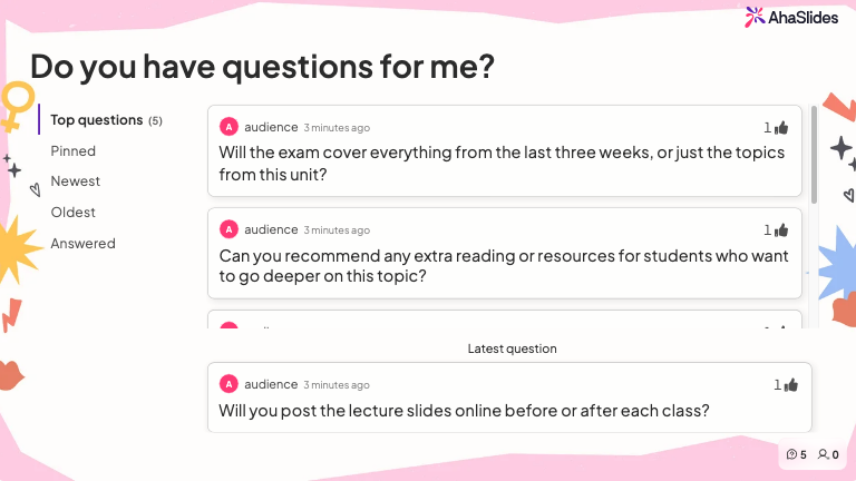 A Q&A session made for classroom