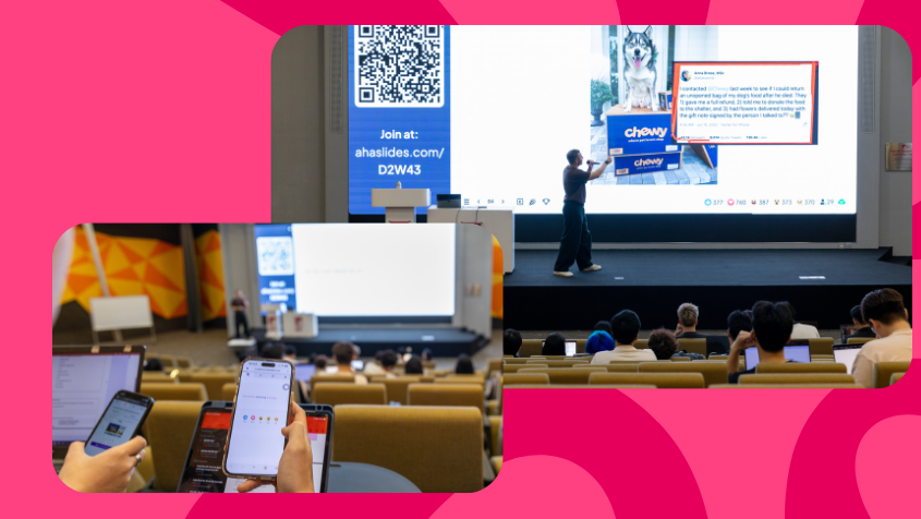 Funcții de prezentare interactive AhaSlides care afișează tipuri de diapozitive cu chestionare, sondaje, nor de cuvinte și întrebări și răspunsuri