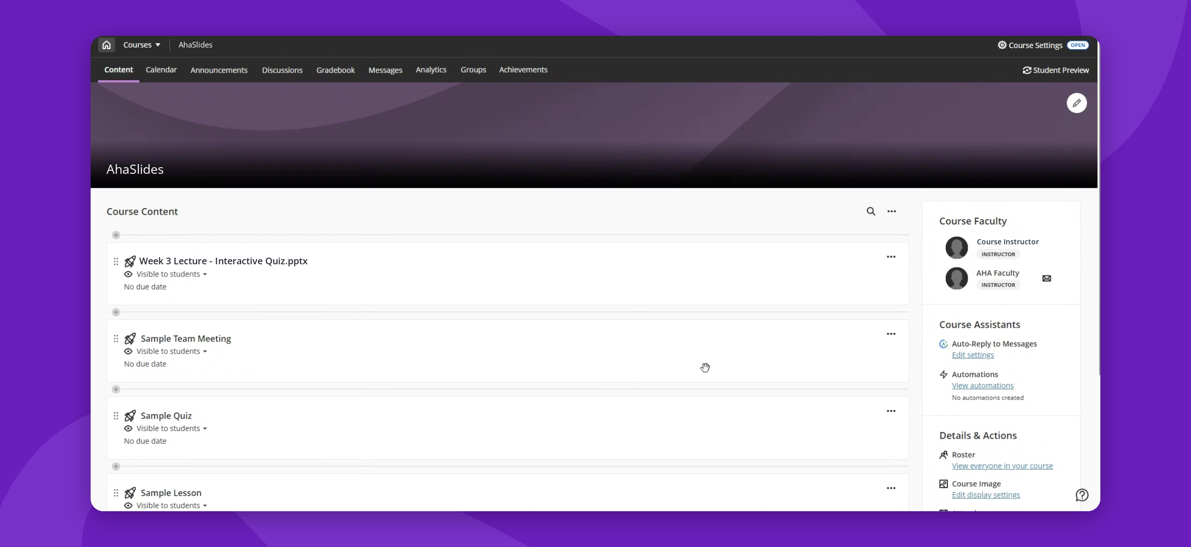 Make your Blackboard courses interactive with AhaSlides