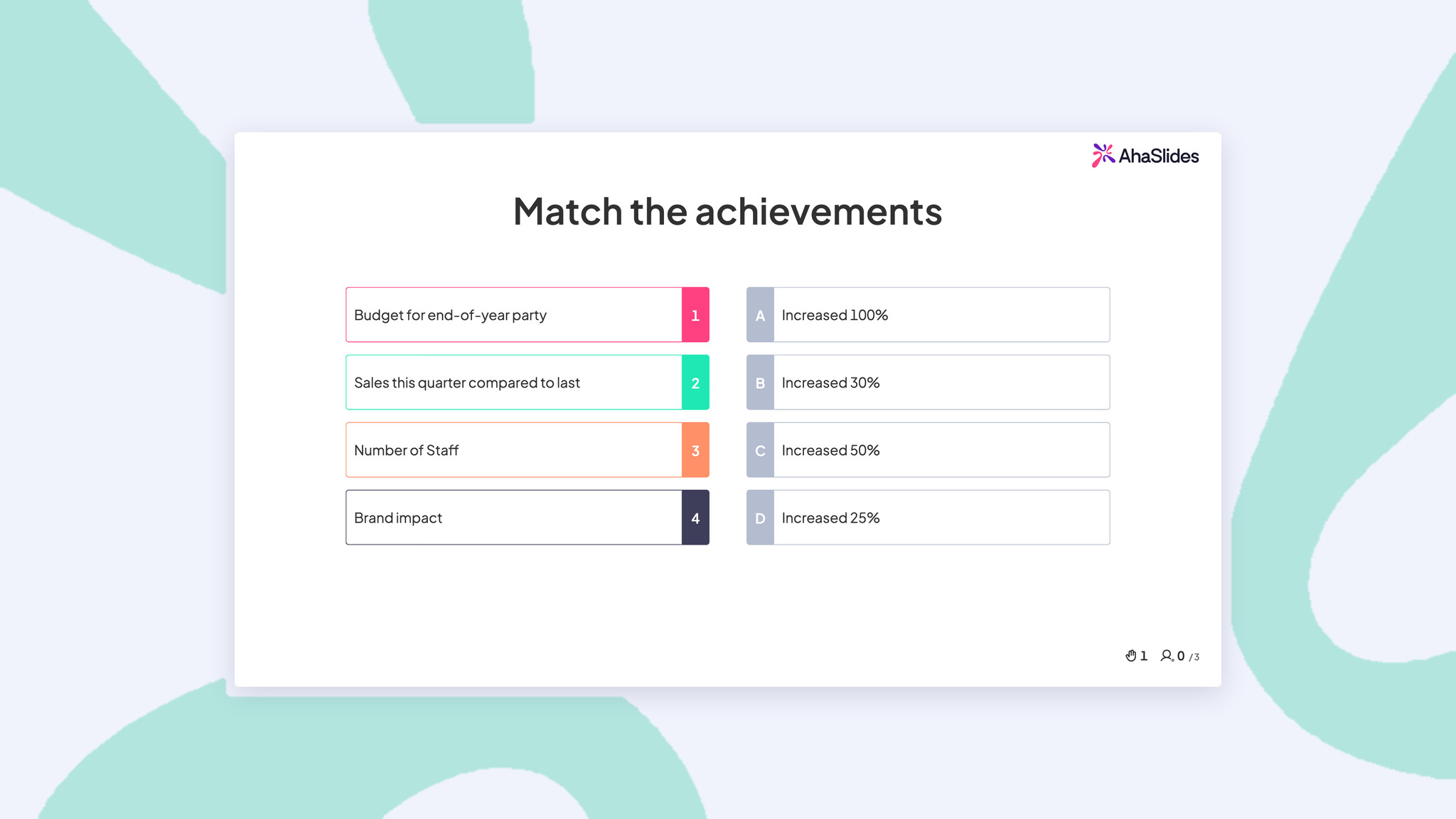 AhaSlides Match the Pair – interaktive Aktivität für Präsentationen