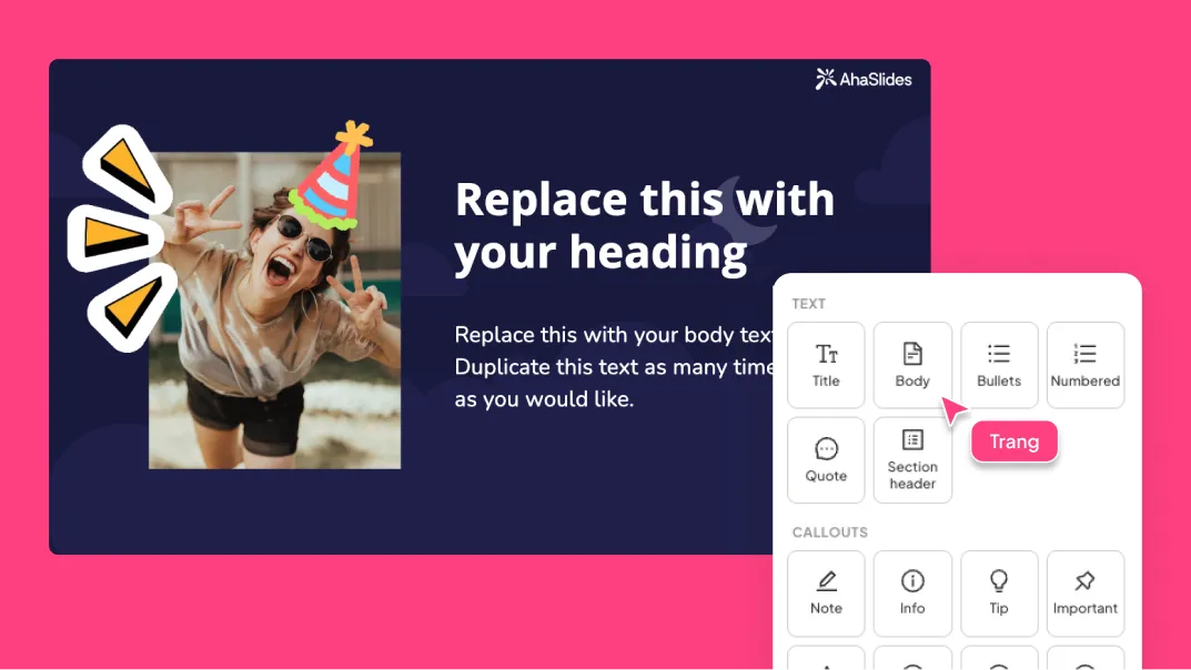 Antarmuka pembuat presentasi AI AhaSlides