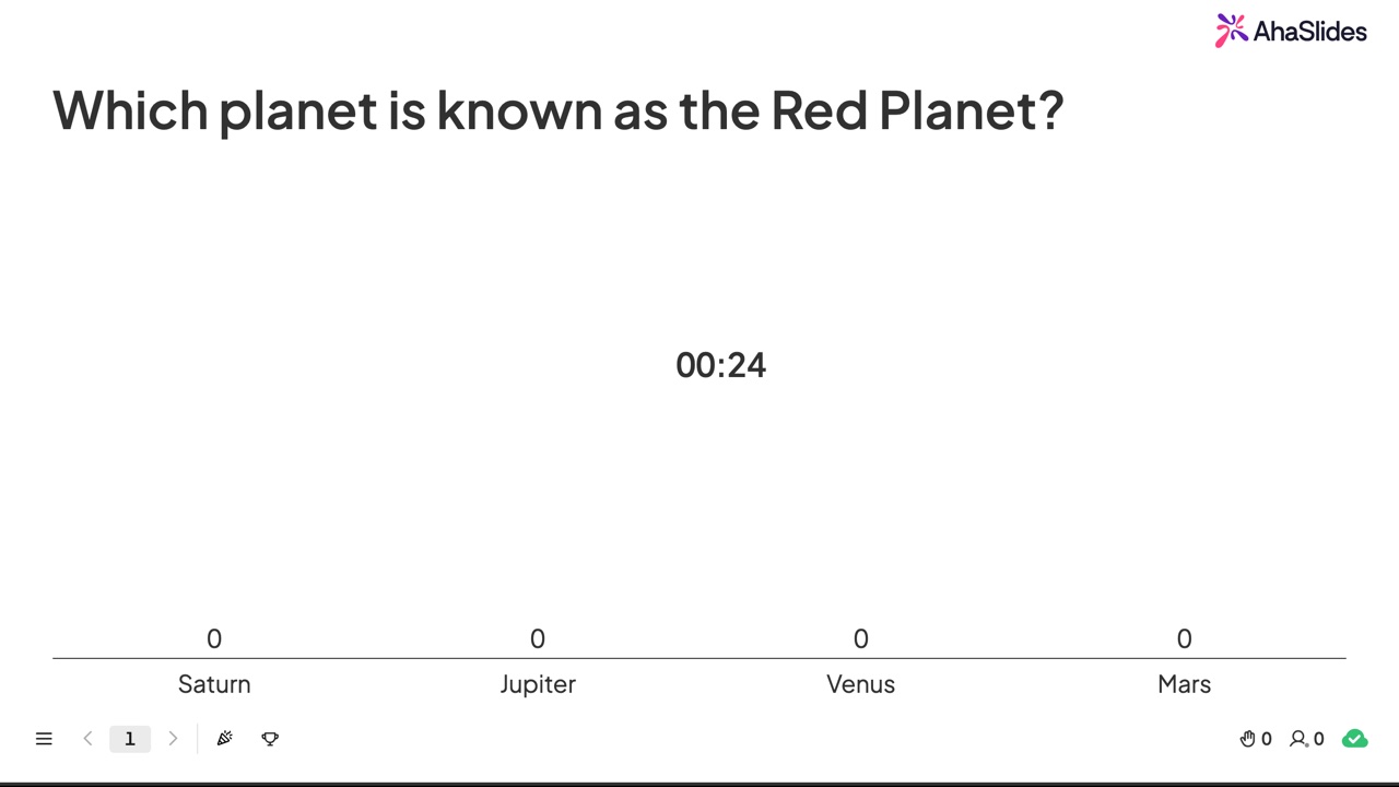 AhaSlides-Quizfolie mit einer Multiple-Choice-Quizfrage