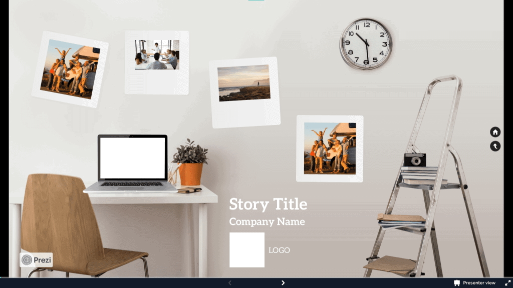 A Prezi presentation on its zoomable canvas