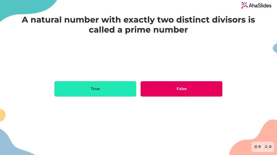una domanda di matematica vero o falso su ahaslides