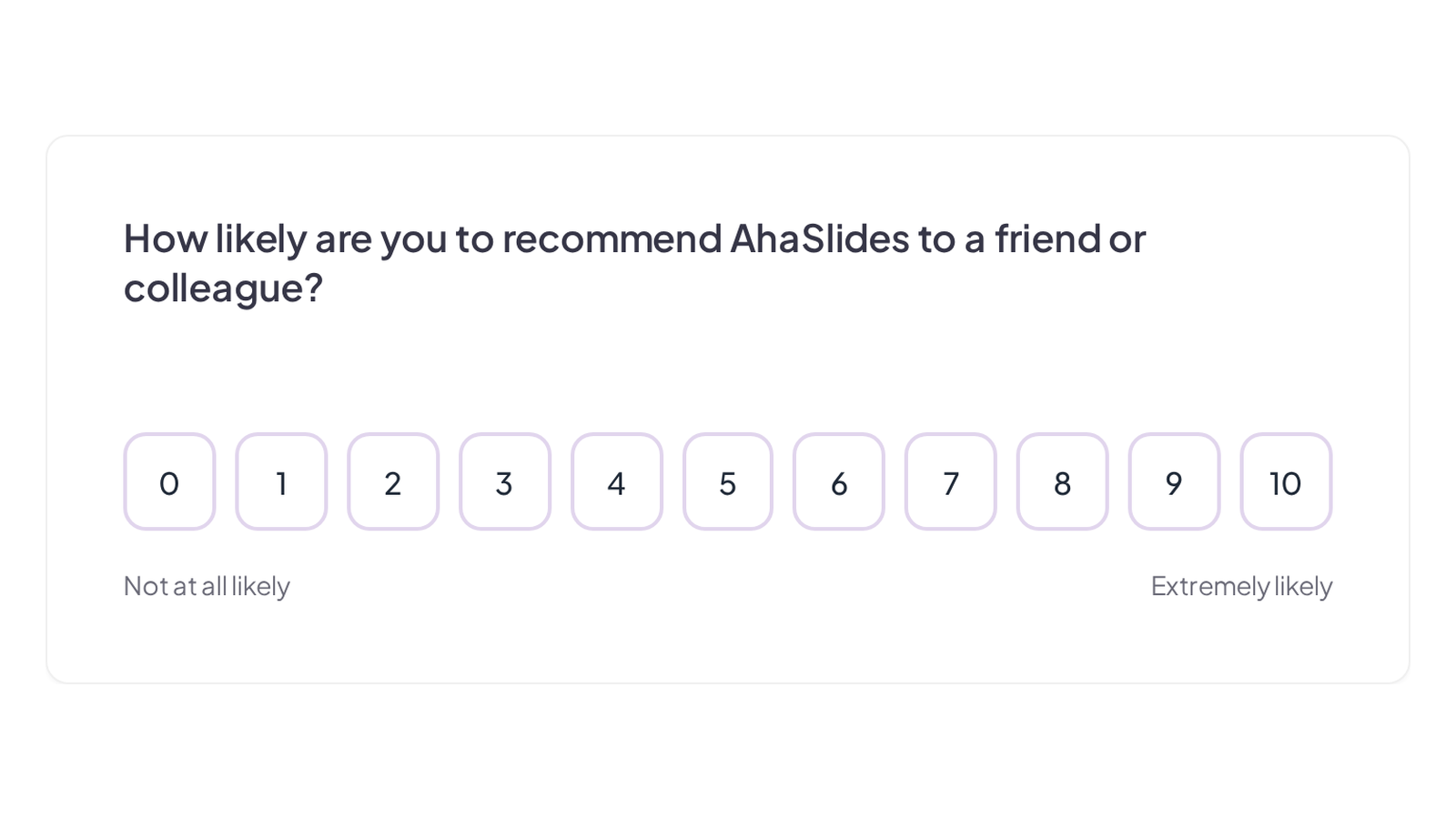 NPS kérdés egy AhaSlides felmérésben