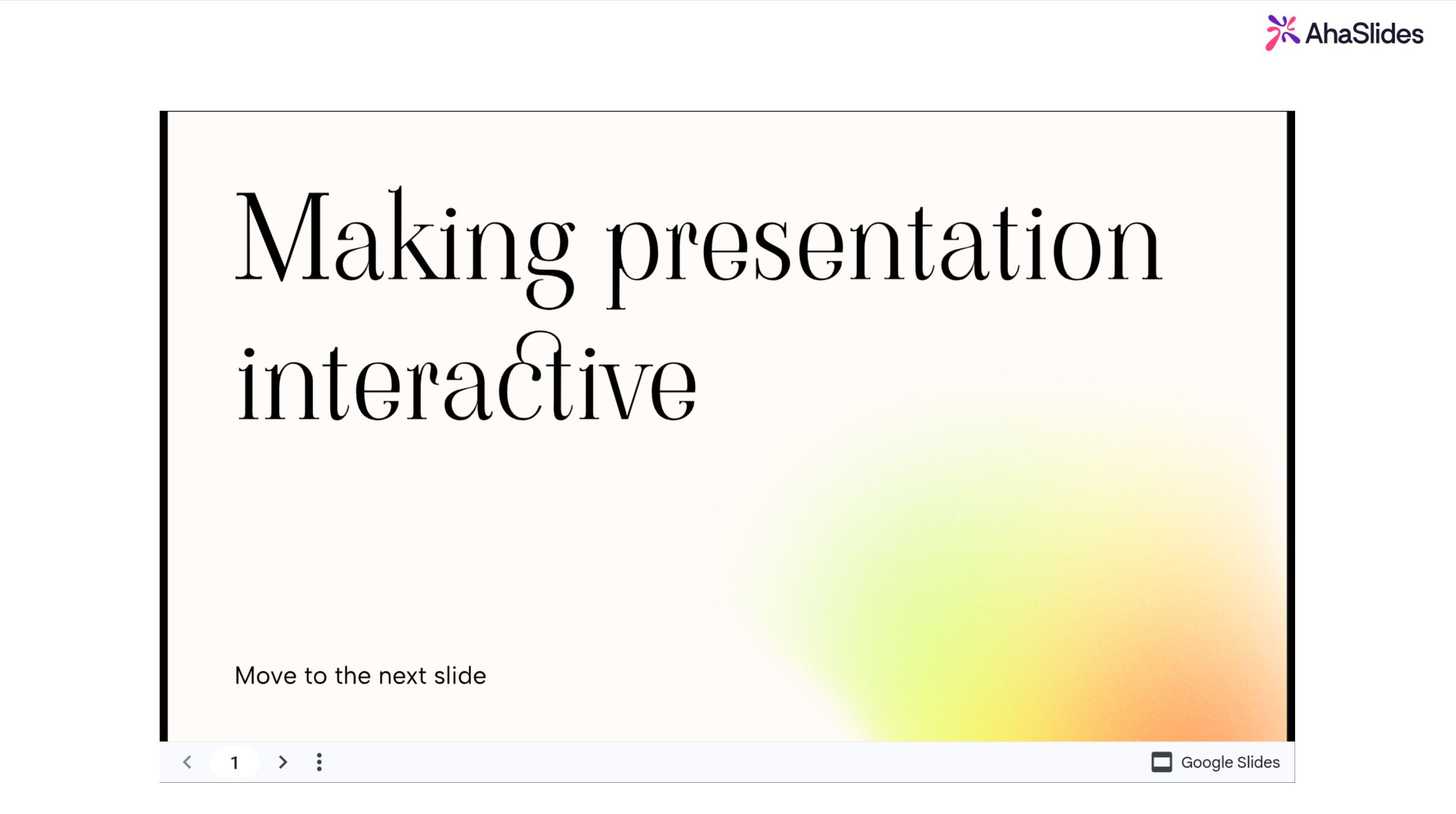 Google Slides AhaSlides-ben bemutatott pakli