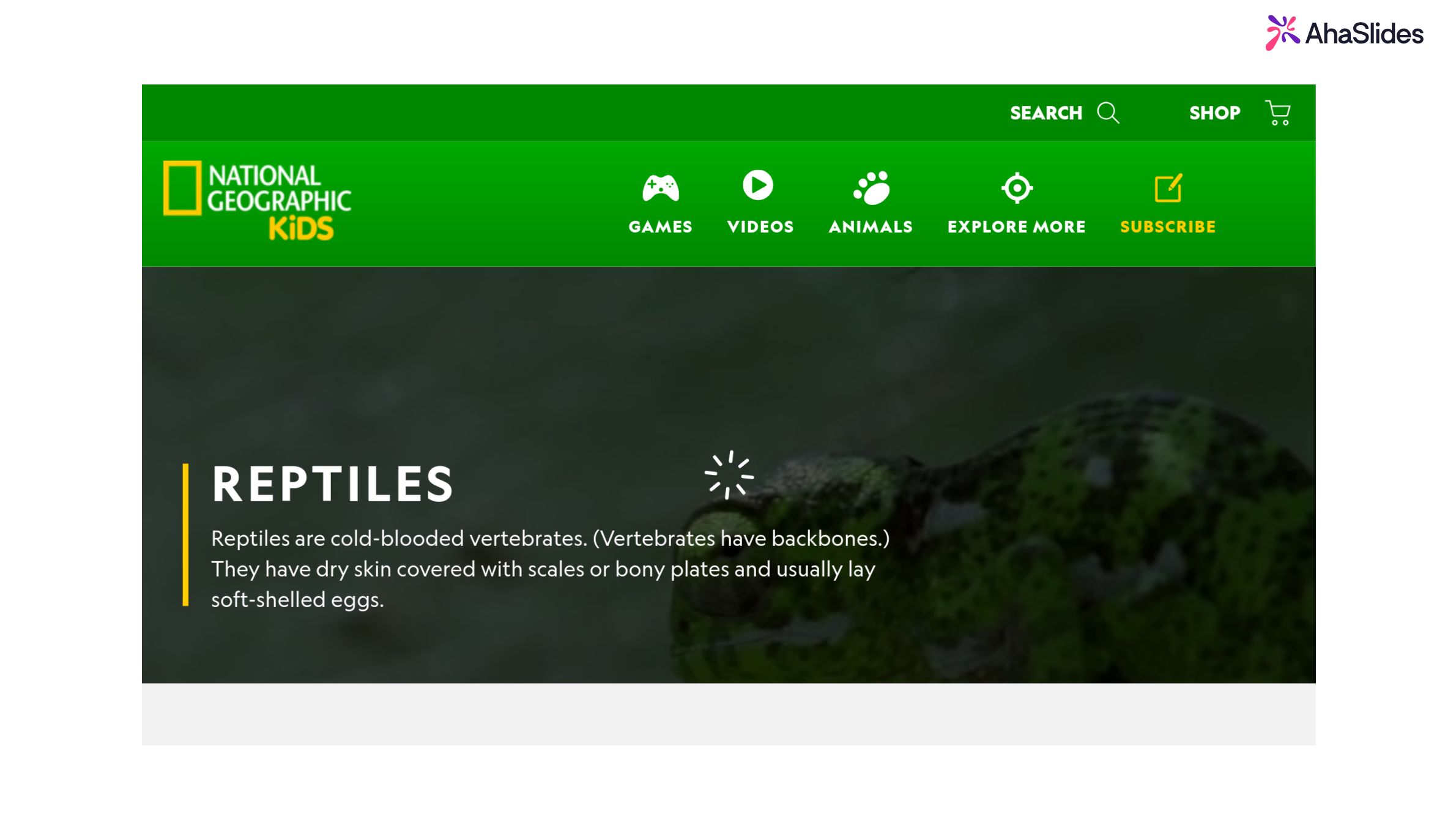 Beágyazott webtartalom egy AhaSlides dián