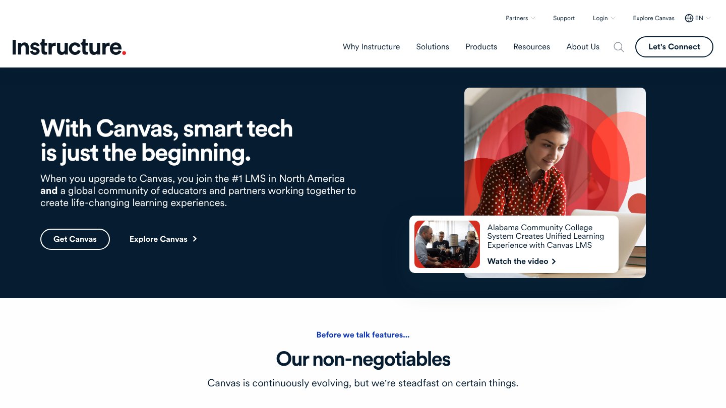 Canvas Stranica LMS proizvoda tvrtke Instructure, alternative za Google učionicu za velike institucije