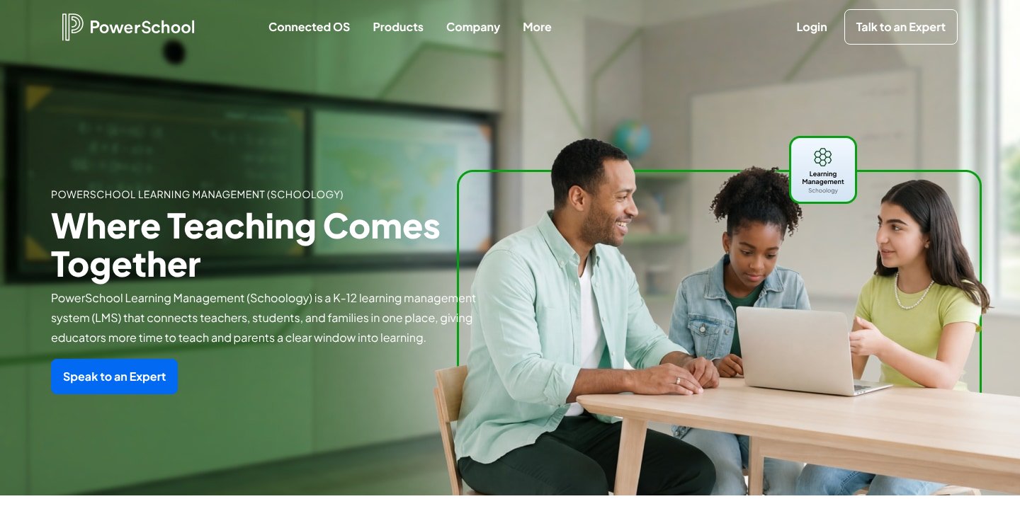 Stranica proizvoda PowerSchool Learning Management (Schoology) za okruge K-12