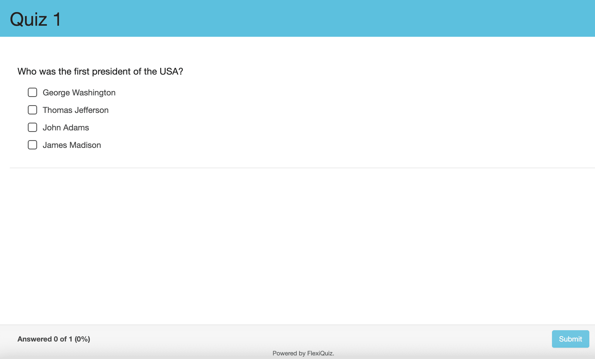 FlexiQuiz quiz interface