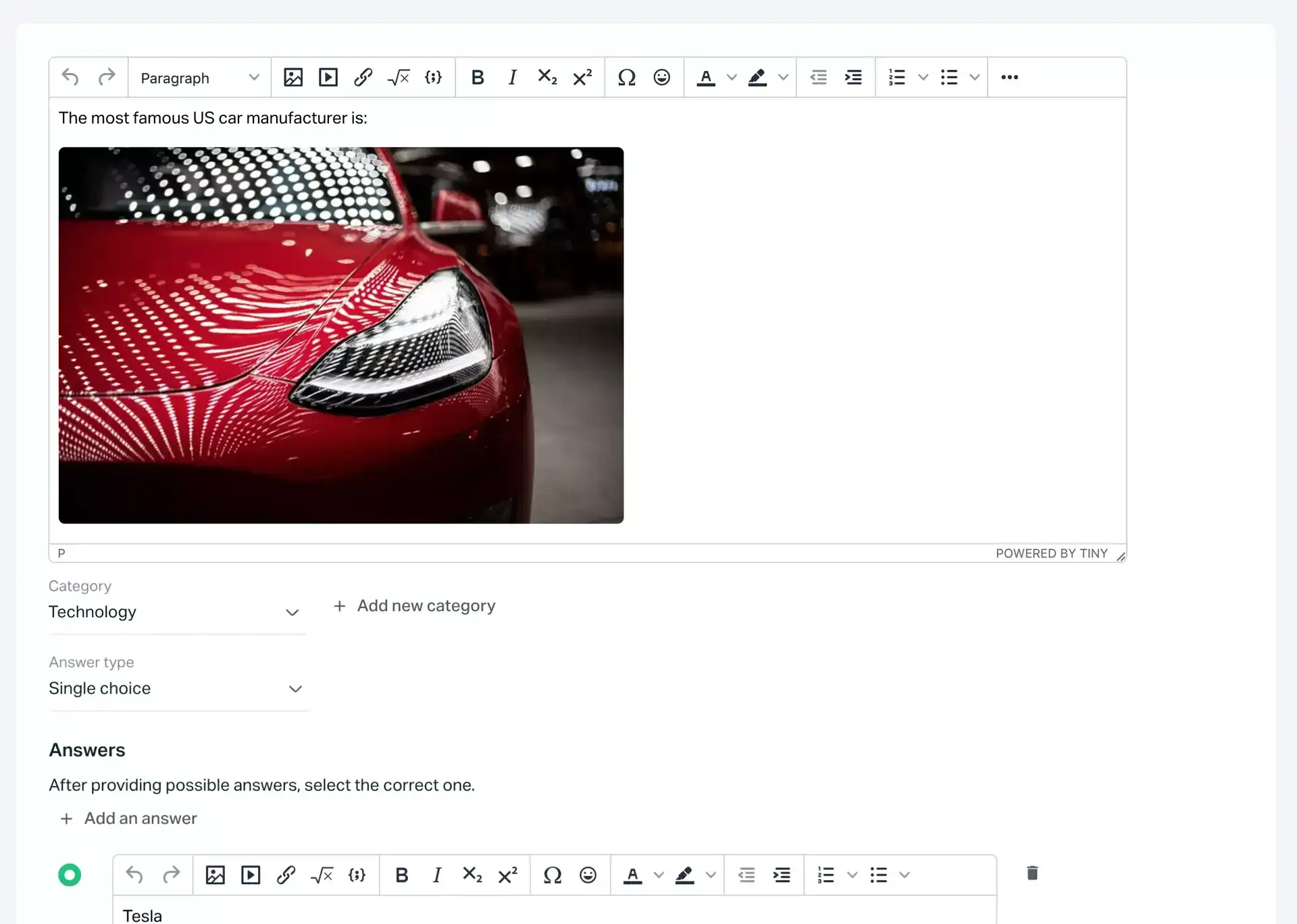 Testportal test builder interface