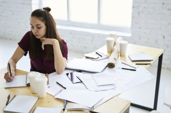 A woman preparing for her first college presentation